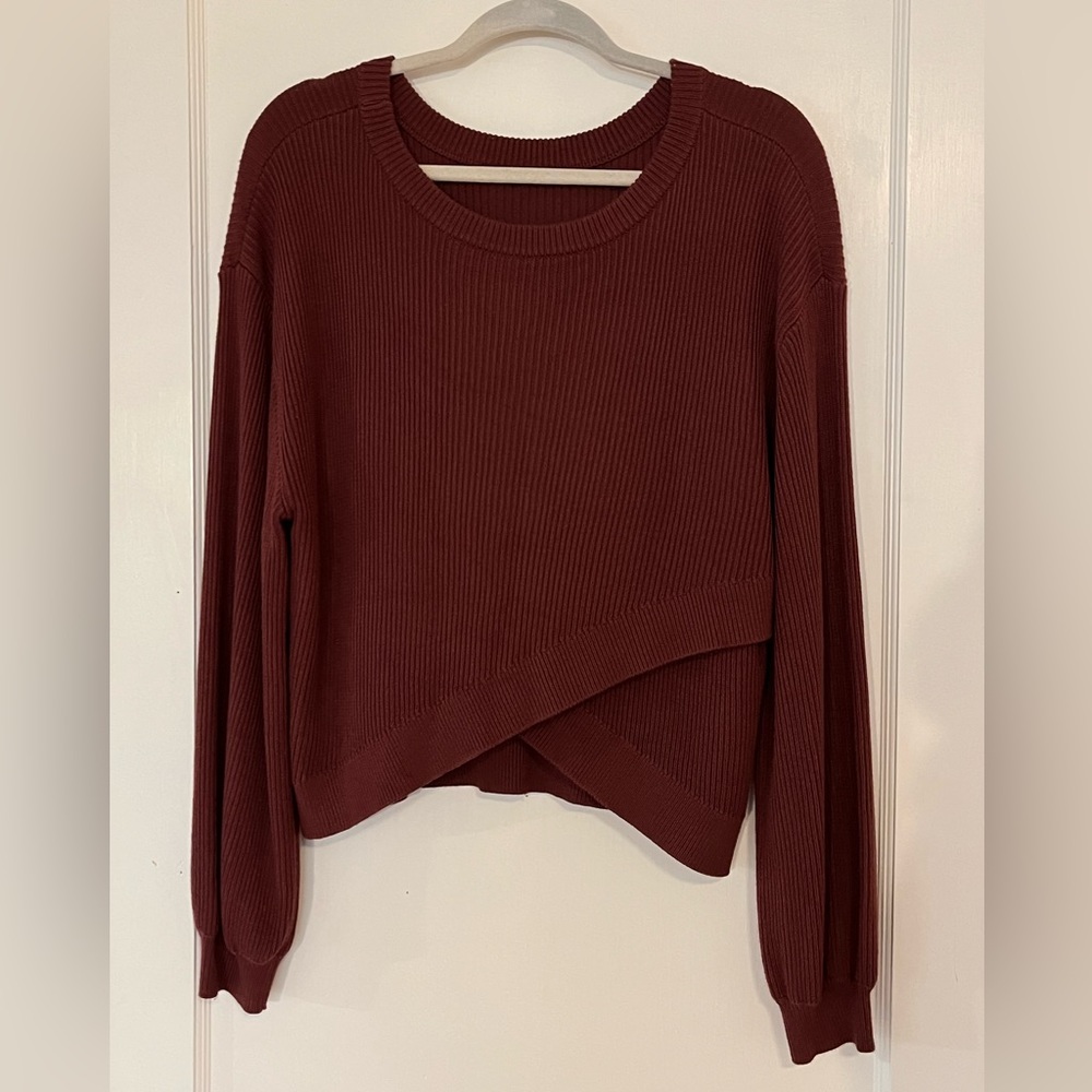 Lulu Lemon Reversible Crossover Sweater Maroon Size 12